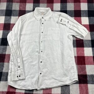 Carbon 2 Cobalt Shirt Mens Large Tall White Linen Blend Long Slv Button Casual